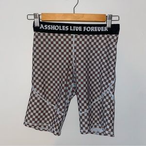 Assholes Live Forever checkered bike shorts